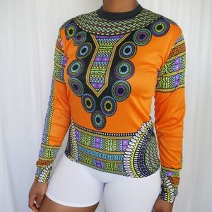 African Dashiki Jersey UNISEX - Orange